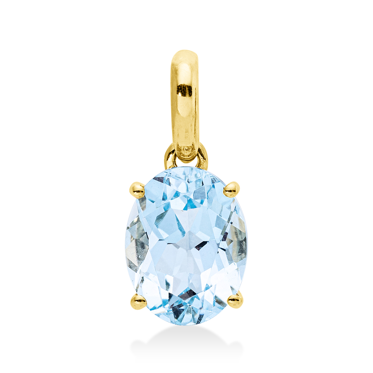 18 Karat Gelbgold-Anhänger Cora mit einem leuchtend hellblauen Sky Blue Topas in Krappenfassung