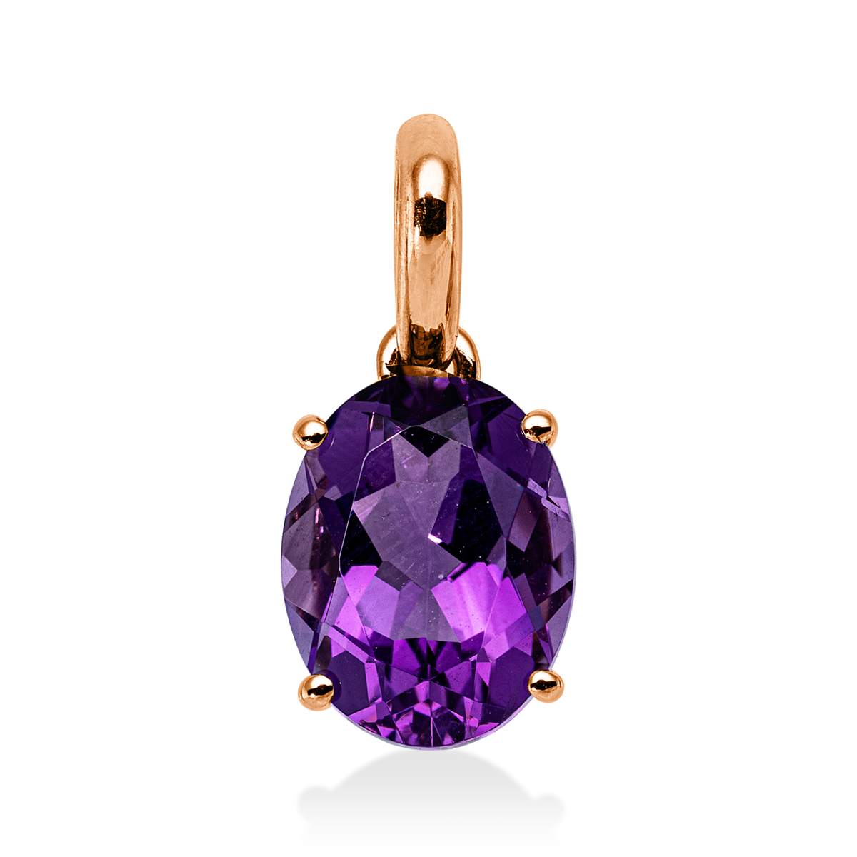 18 Karat Rotgold-Anhänger Amoria mit einem lila Amethysten in 4er-Krappenfassung⁠