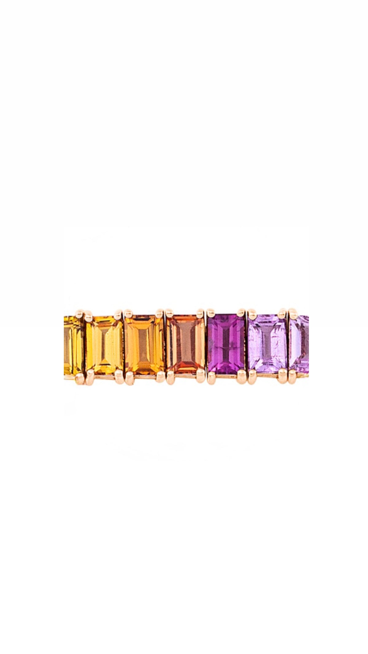 18 Karat Rotgold-Tennisarmband Iris besetzt mit farbenprächtigen Saphiren im Baguette-Schliff⁠