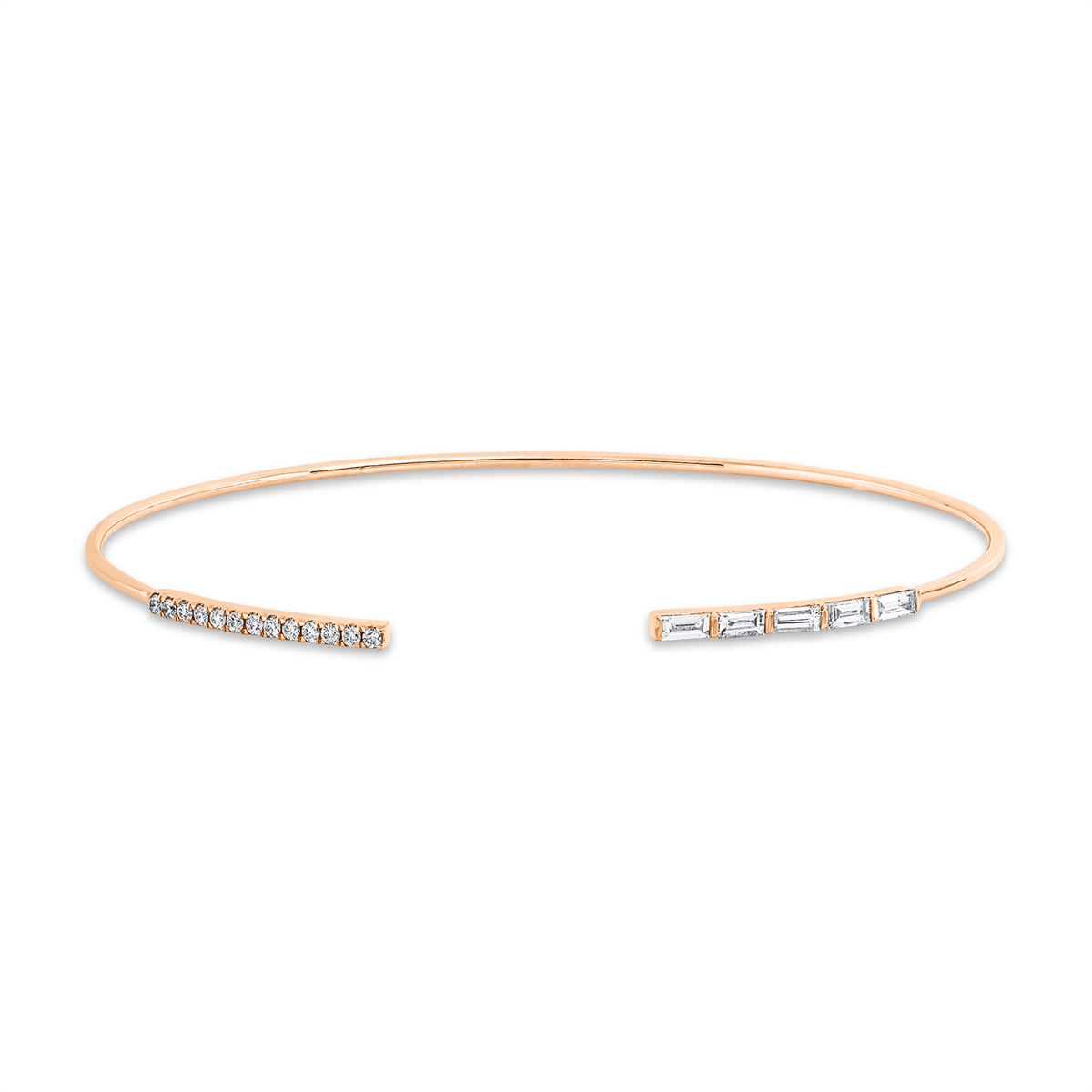 Filigraner Rotgold-Armreif Eos aus 18 Karat mit Baguette- und Brillant-Diamanten⁠
