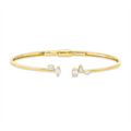 Massiver 18 Karat Gelbgold-Armreif Astraia mit fünf Diamanten im Smaragdschliff, Navette- und Tropfenschliff⁠