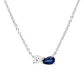 Farbstein Classic Collier 18 Karat Weißgold 4R384 mit blauem Saphir 0,31 ct und Diamant 0,17 ct im Tropfenschliff.